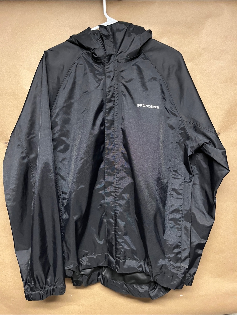 Grundens Men's Black Hooded Rain Jacket